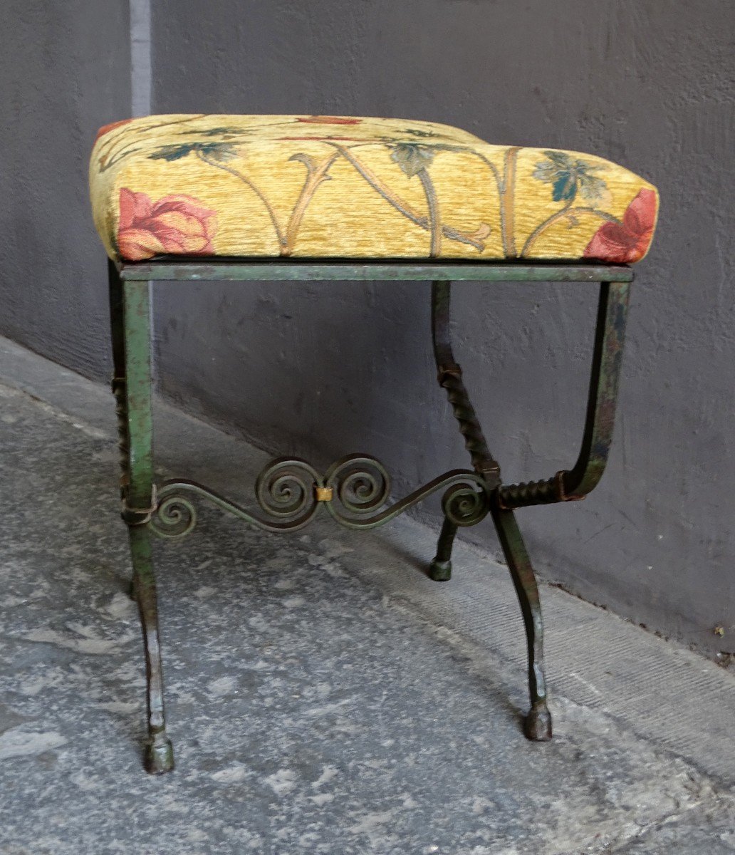 Wrought Iron X Stool 1950s-photo-2