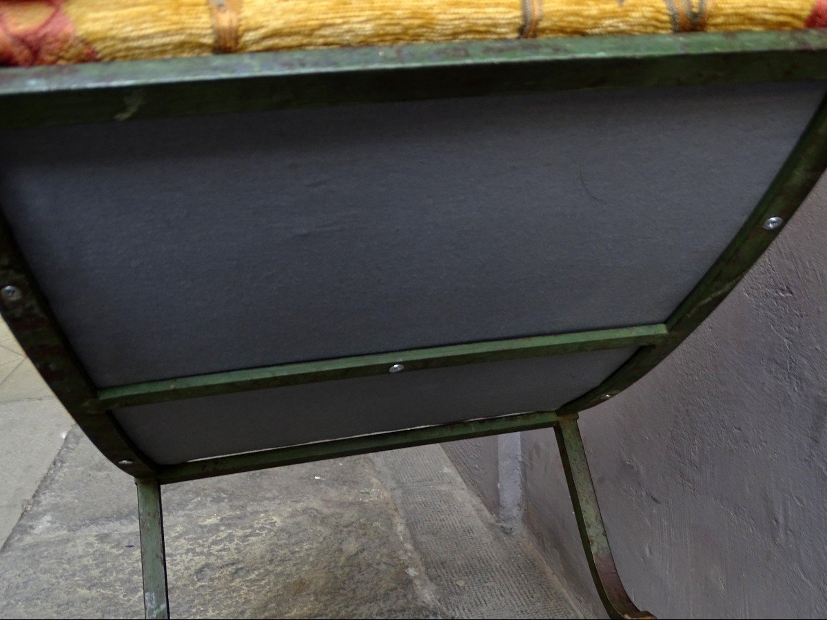 Wrought Iron X Stool 1950s-photo-3