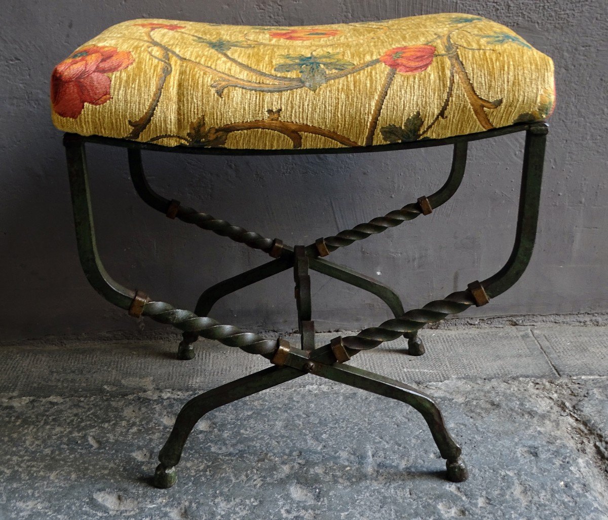 Wrought Iron X Stool 1950s