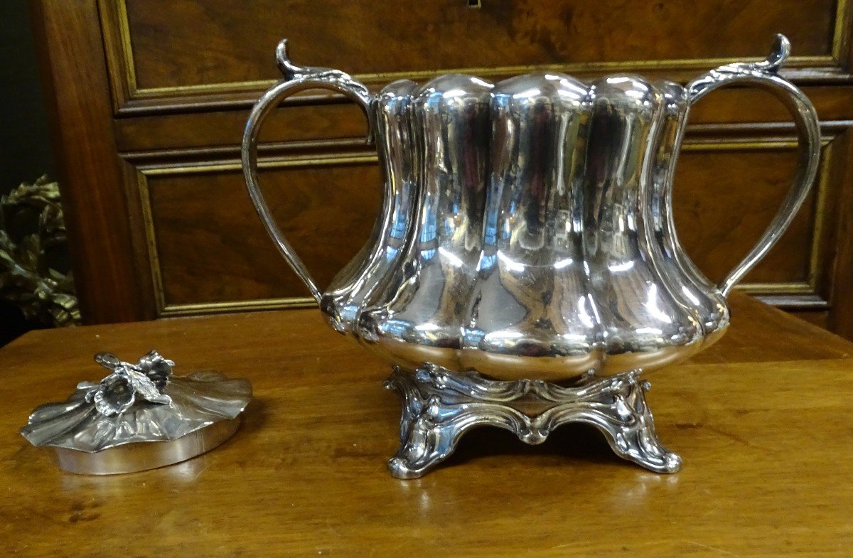 Shaw And Fisher Sheffield Silver Plated Teapot And Sugar Bowl-photo-4