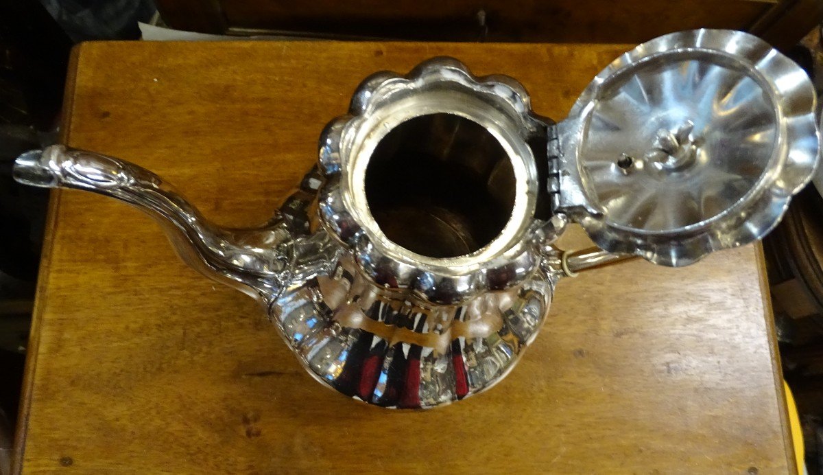 Shaw And Fisher Sheffield Silver Plated Teapot And Sugar Bowl-photo-8