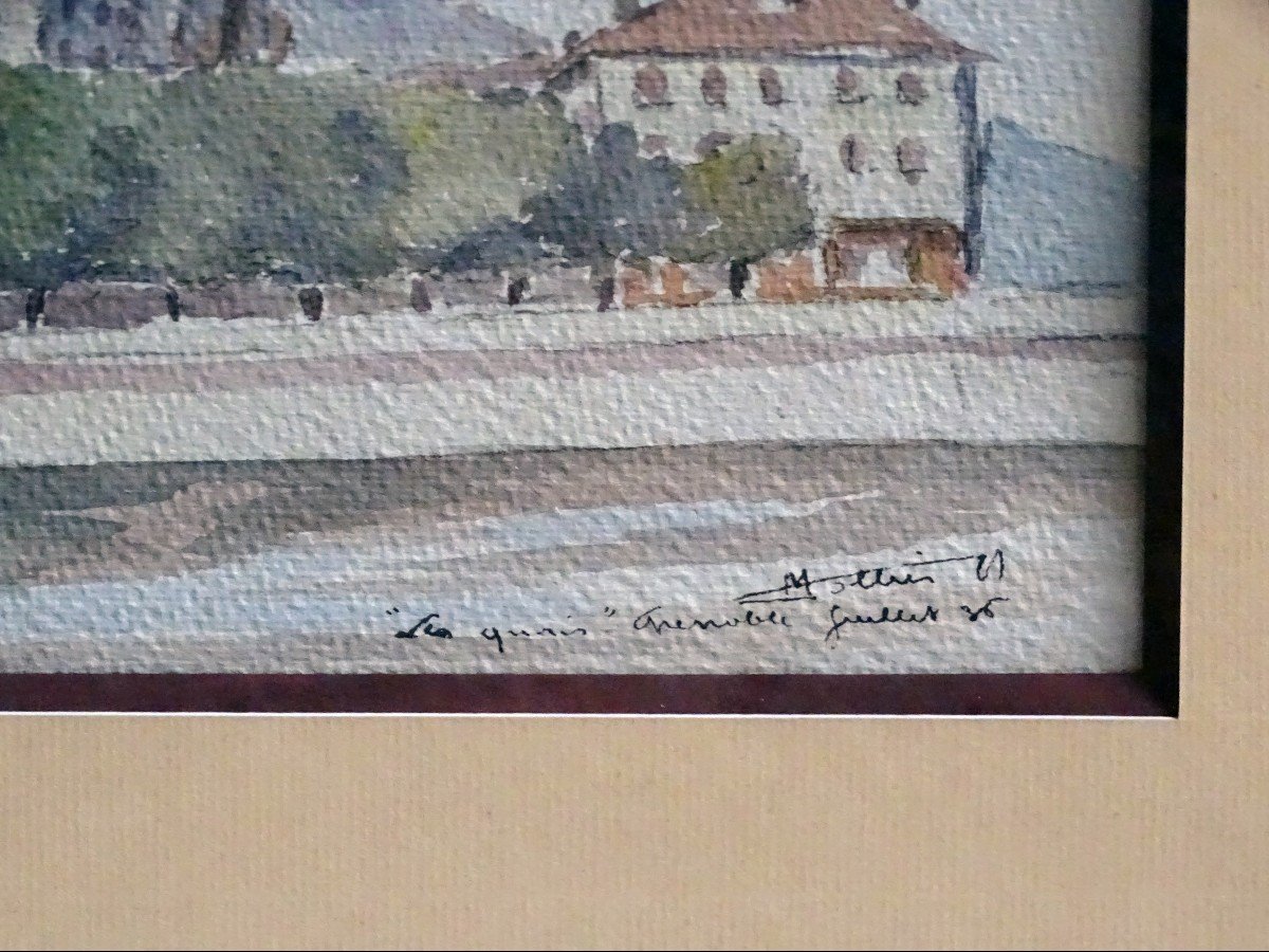 Watercolor "the Quays Of The Isère In Grenoble" In 1936 By Mottier-photo-3