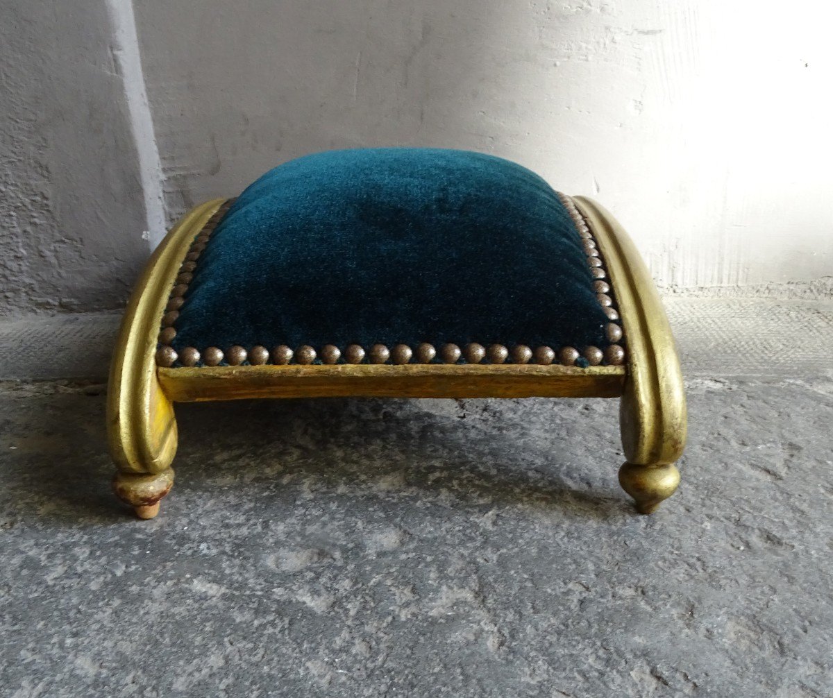 Small Gilded Wooden Footstool 1900-photo-2