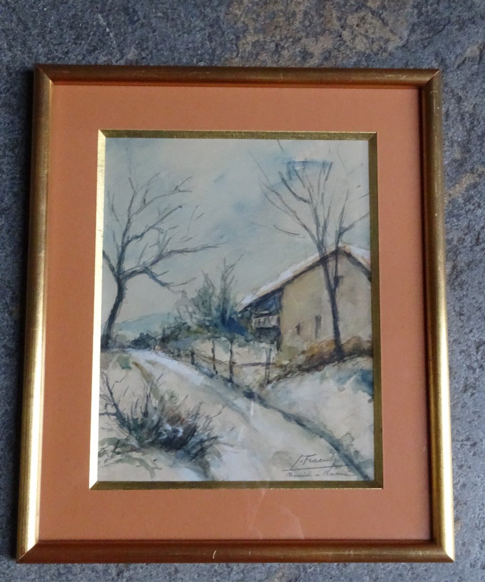 Watercolor "chemin à Bresson" By Fraeuly