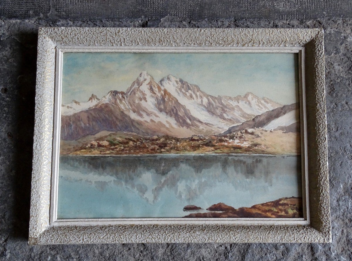 Watercolor Lac Blanc Chamonix Massif 1946