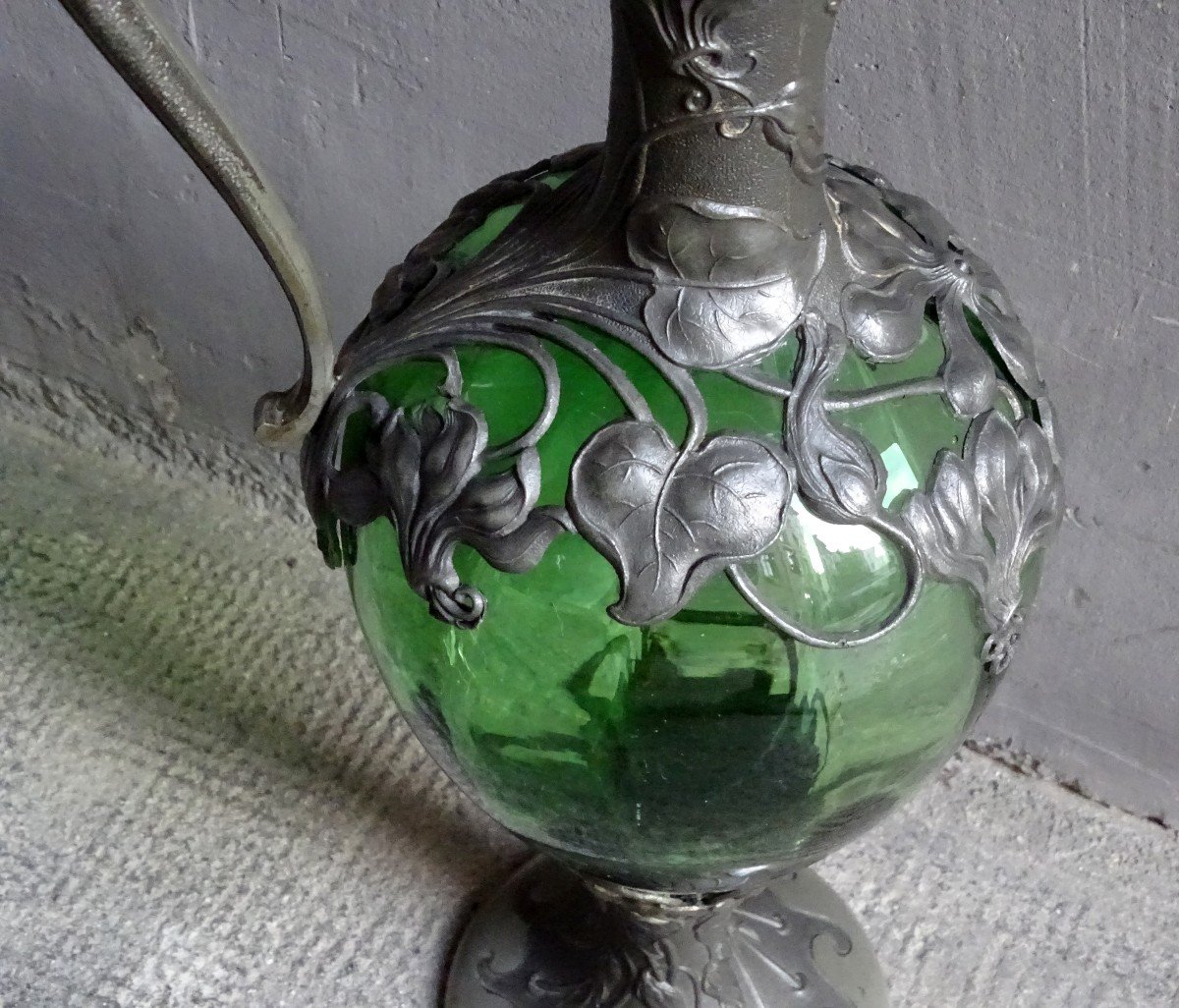 Glass And Pewter Ewer Art Nouveau-photo-3