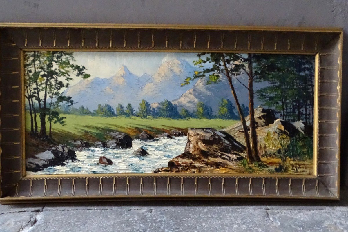 Paul Gobert Oil On Cardboard The Valley Of The Maravoise Hautes Alpes 20th