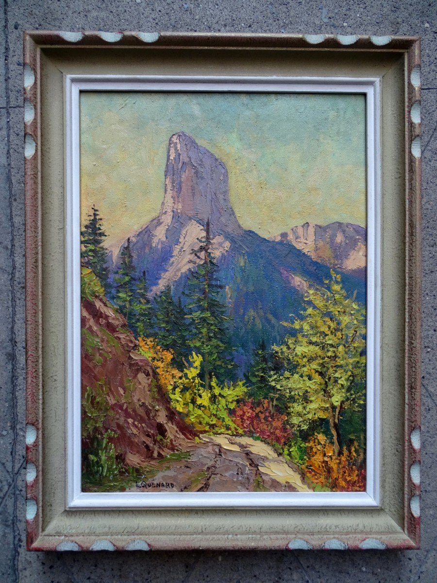 Lucien Quénard Huile Sur Toile Le Mont Aiguille Années 50