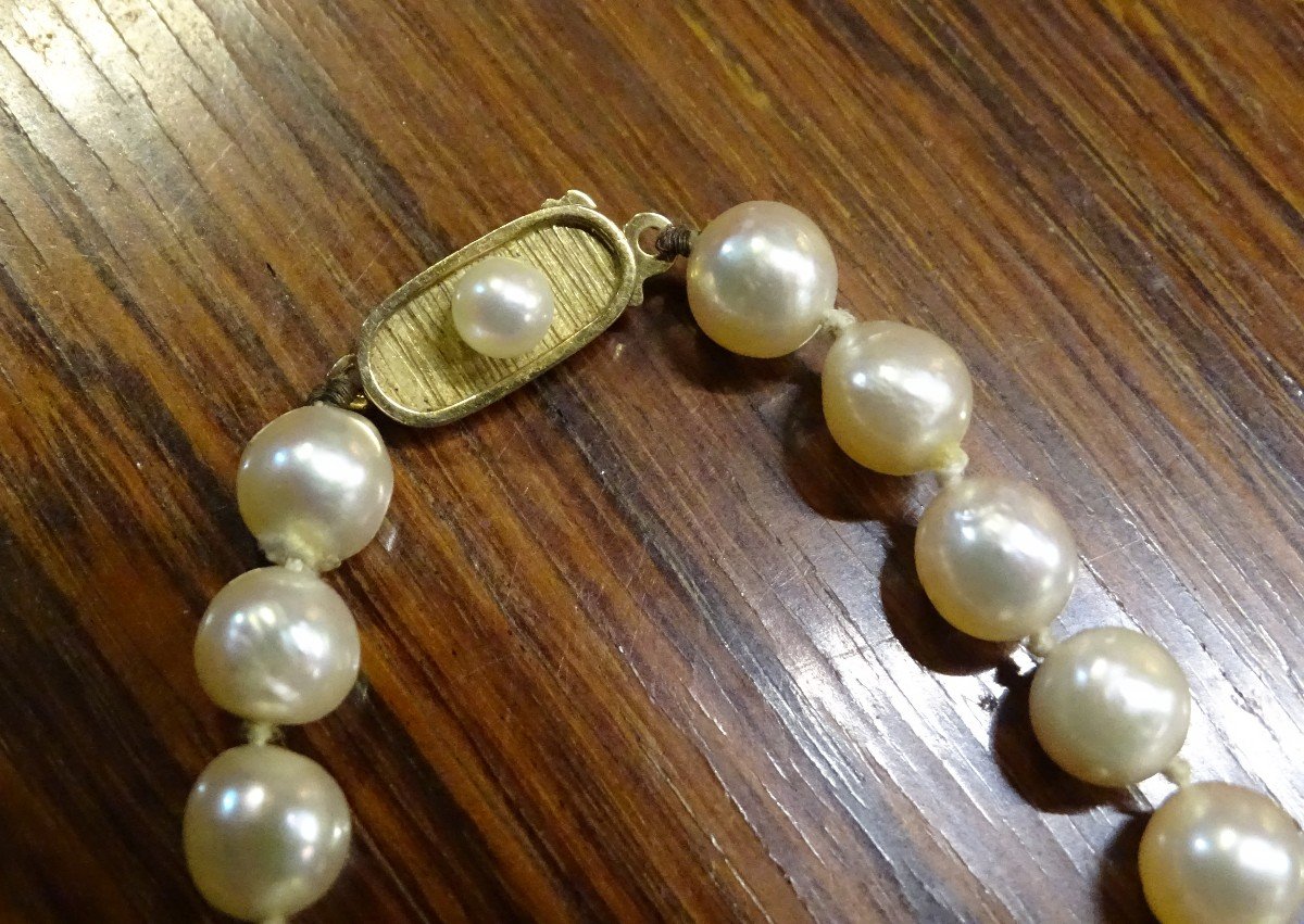 Cultured Pearl And Gold Necklace 1960-photo-3