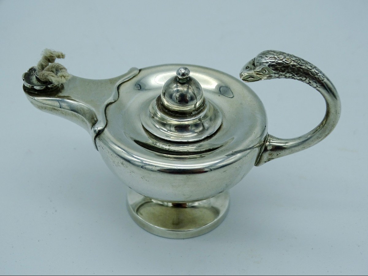 Small English Silver Aladdin's Lamp 20th