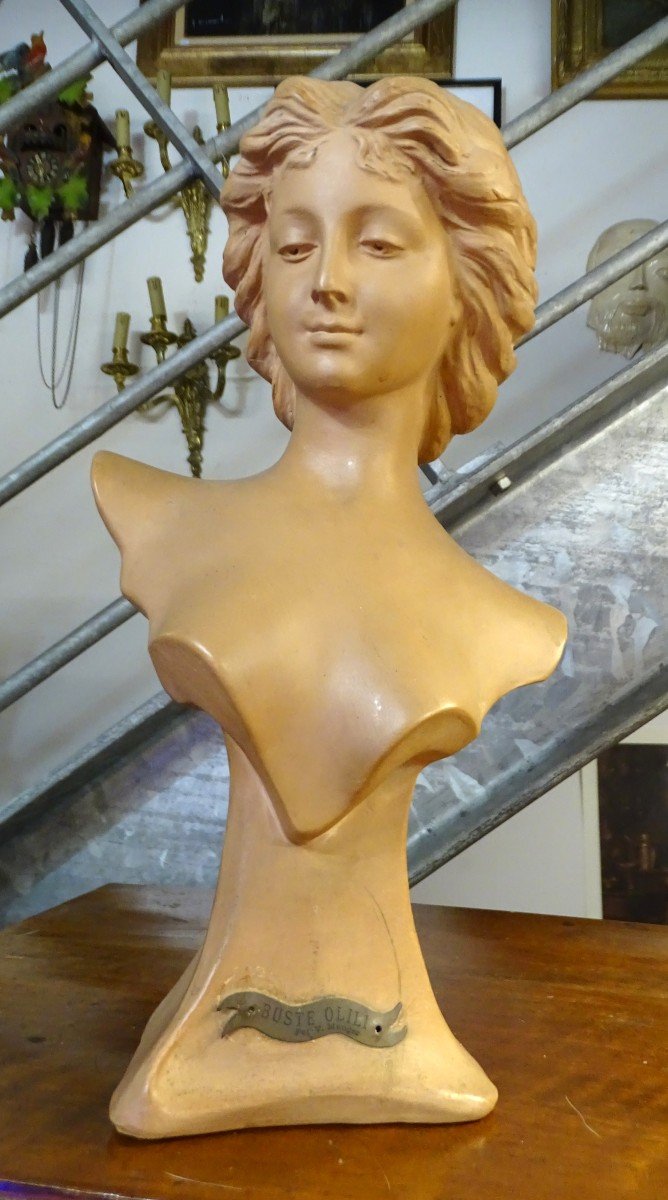 Bust Of A Young Woman In Terracotta 1900