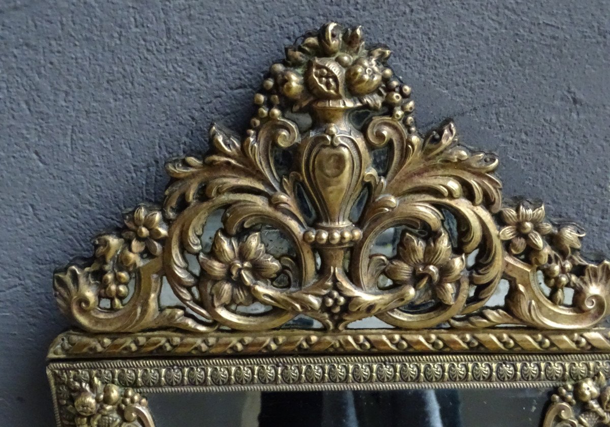 Napoleon III Mirror In Embossed Brass-photo-2