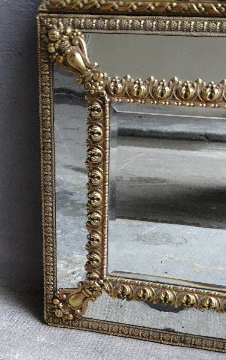 Napoleon III Mirror In Embossed Brass-photo-3