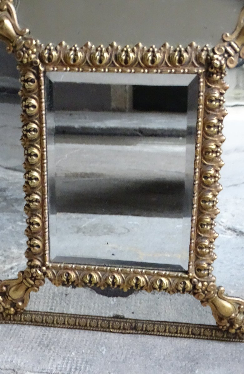 Napoleon III Mirror In Embossed Brass-photo-1