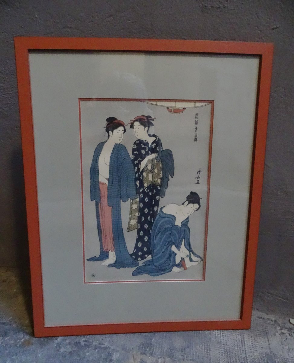 Estampe Japonnaise Mise en beauté de Geisha 1900