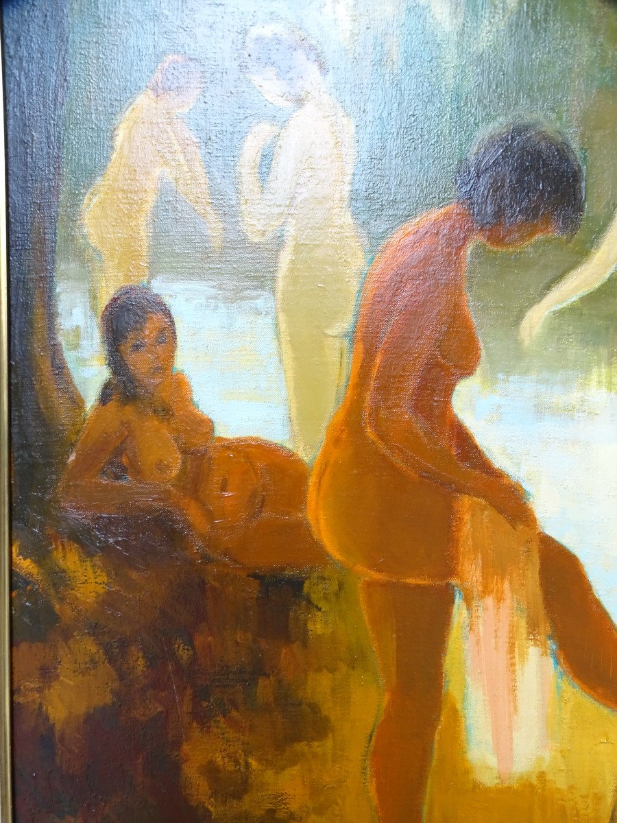 Charles Guillaud Huile Sur Toile "Le Bain De Lumière" 1965-photo-3