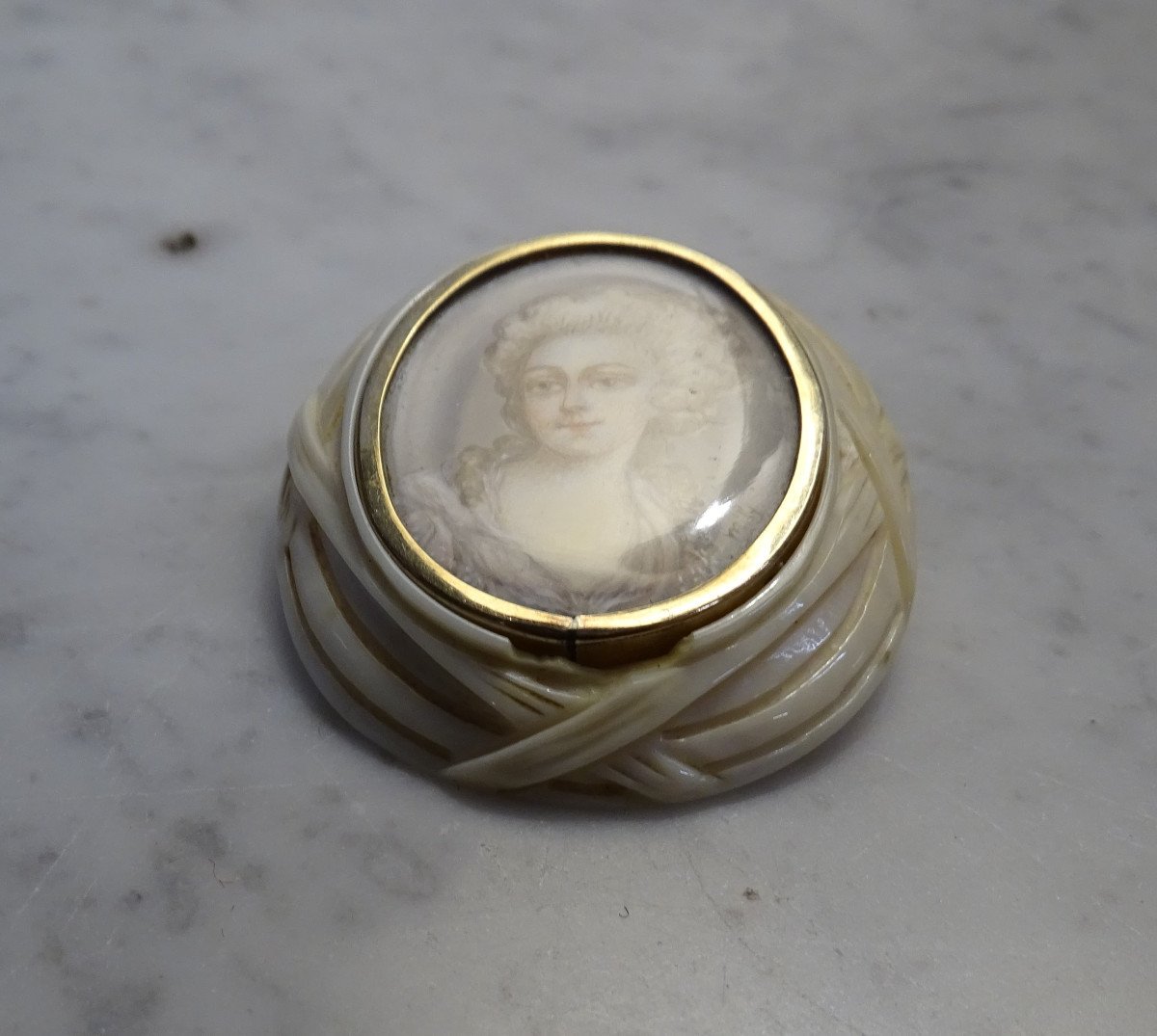 Broche Avec Portrait Miniature Peint 1900-photo-3