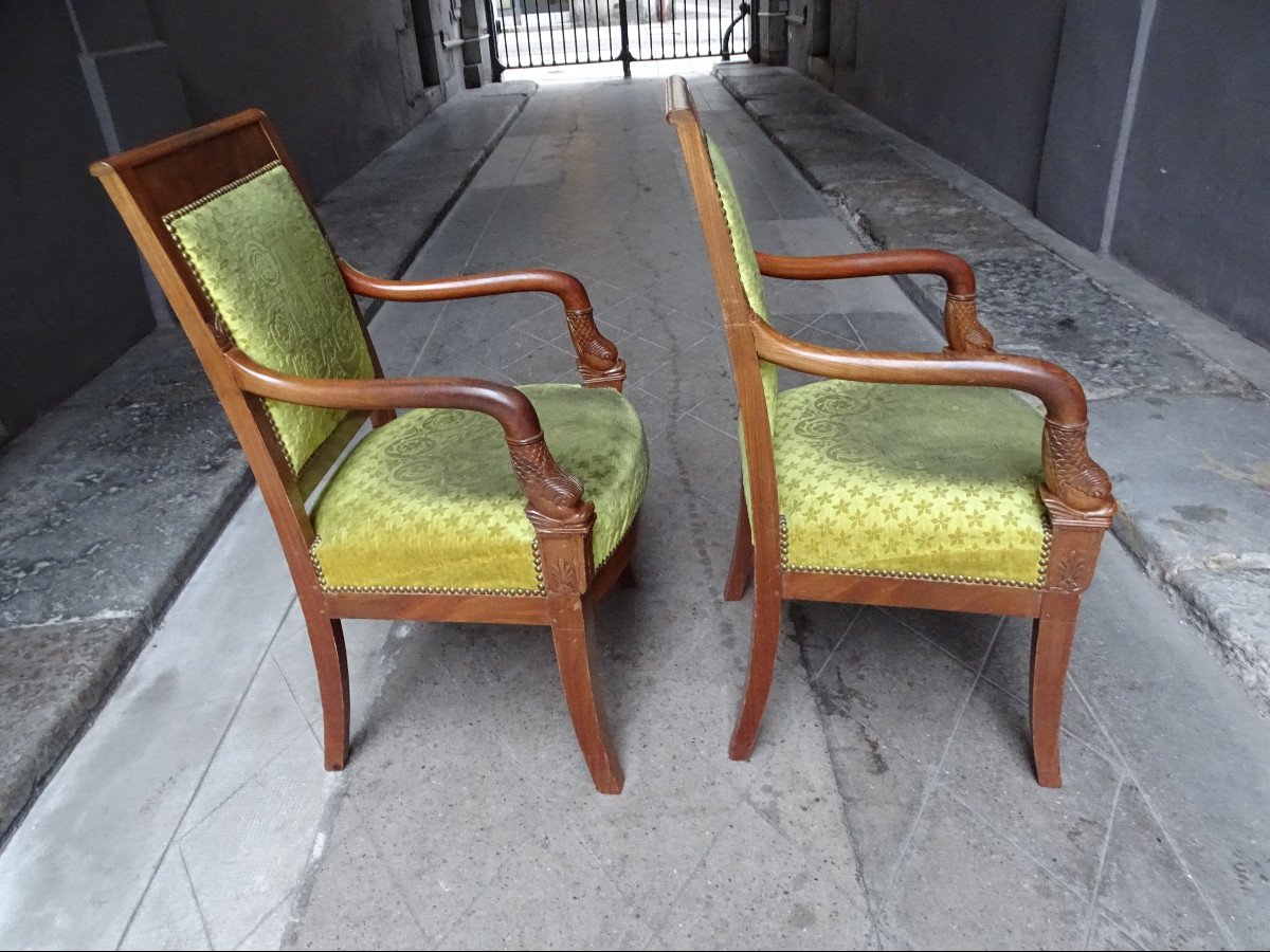 Pair Of Empire Mahogany Dolphin  Armchairs-photo-2