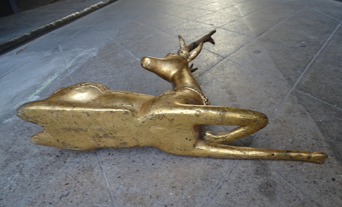 Cerf Couché Bronze Thaï 1950-photo-3