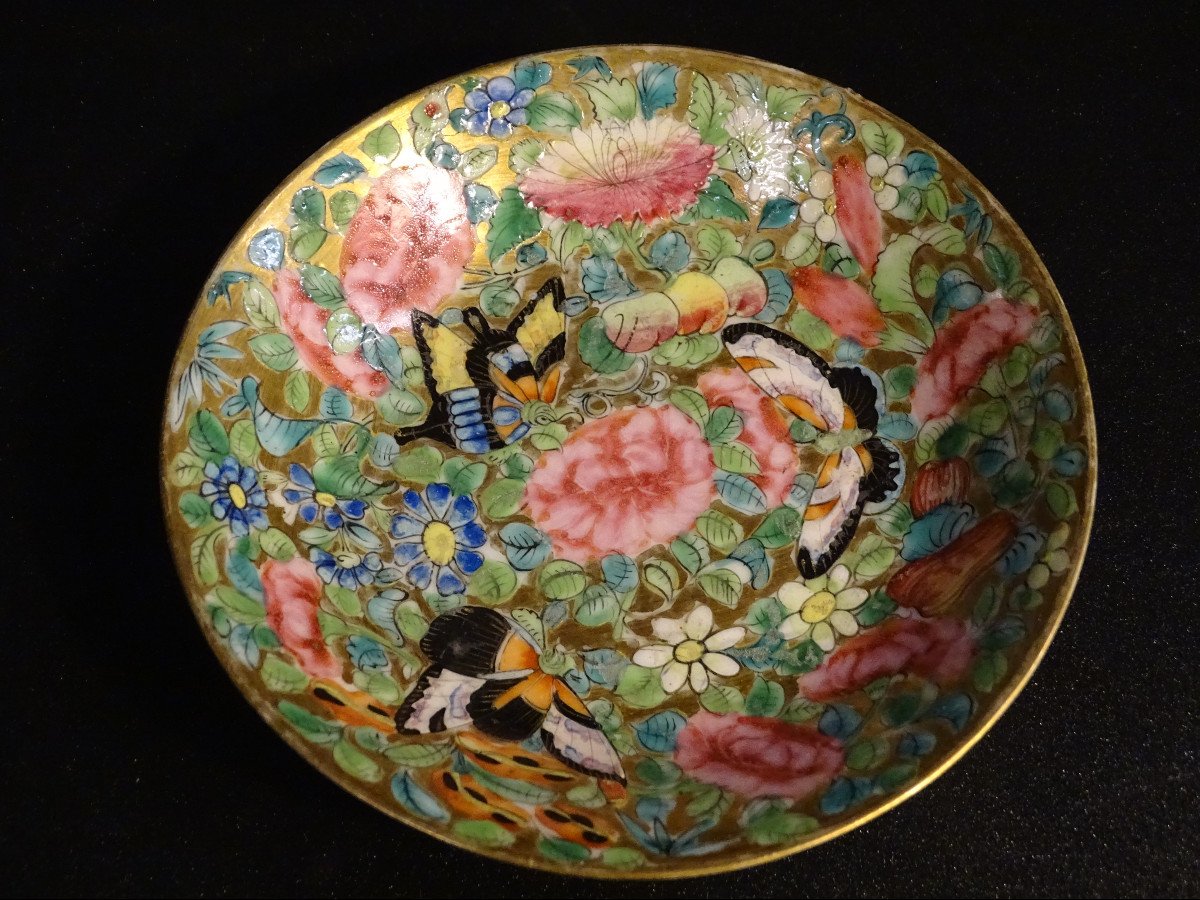 2 Saké Bowls With Their Saucer In Canton Porcelain 1900-photo-2