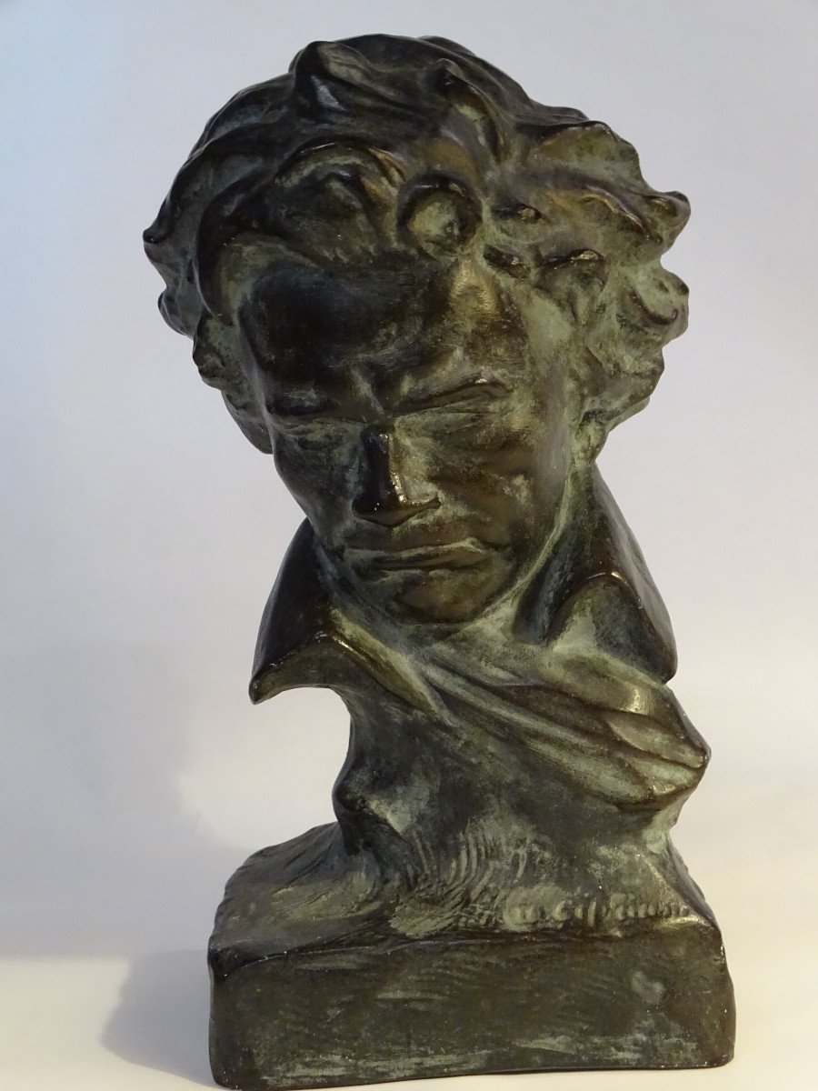 Buste De Beethoven En Plâtre Peint 1930/1940