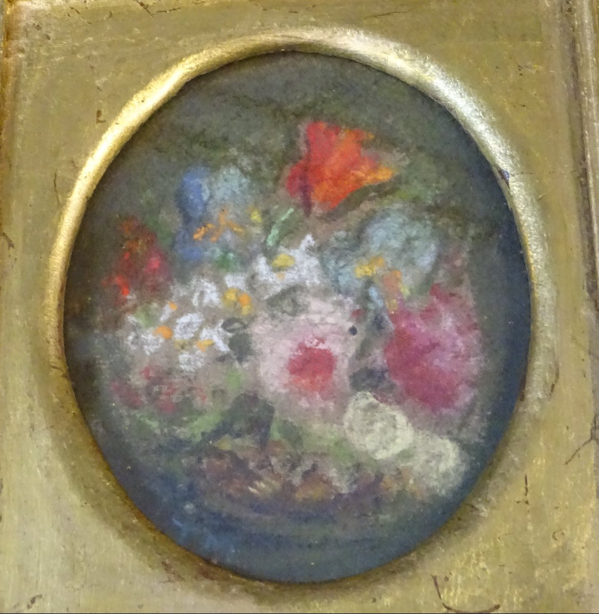 Petits Tableaux Pastels De Fleurs  20ème -photo-2