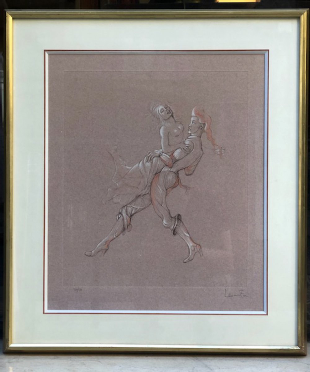 Lithography By Léonor Fini  Couple Of Dancers  1950s