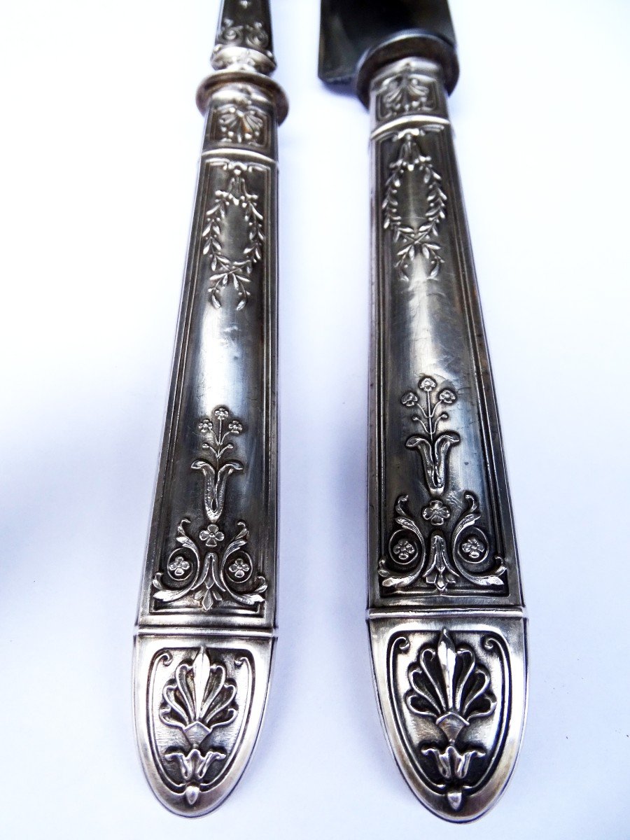 Cutlery Service To Cut In Silver And Ivory Late 19th-photo-3