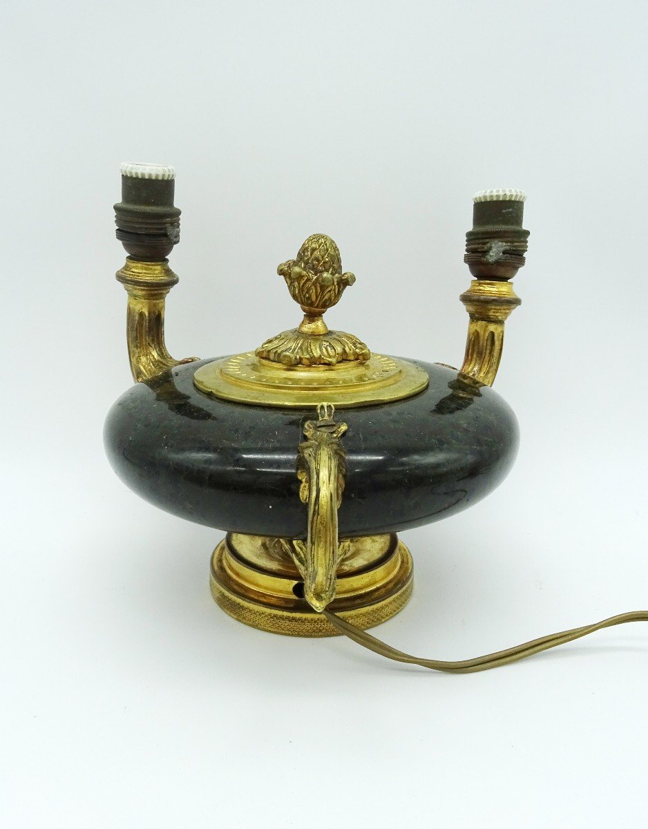 Lamp With 2 Lights In Bronze, Brass And Marble Years 30/50