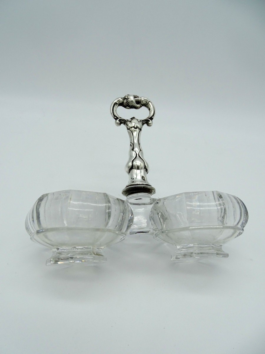 Salière Et Poivrière En Cristal Et Argent 1900-photo-3