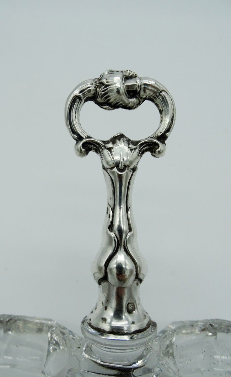 Salière Et Poivrière En Cristal Et Argent 1900-photo-4