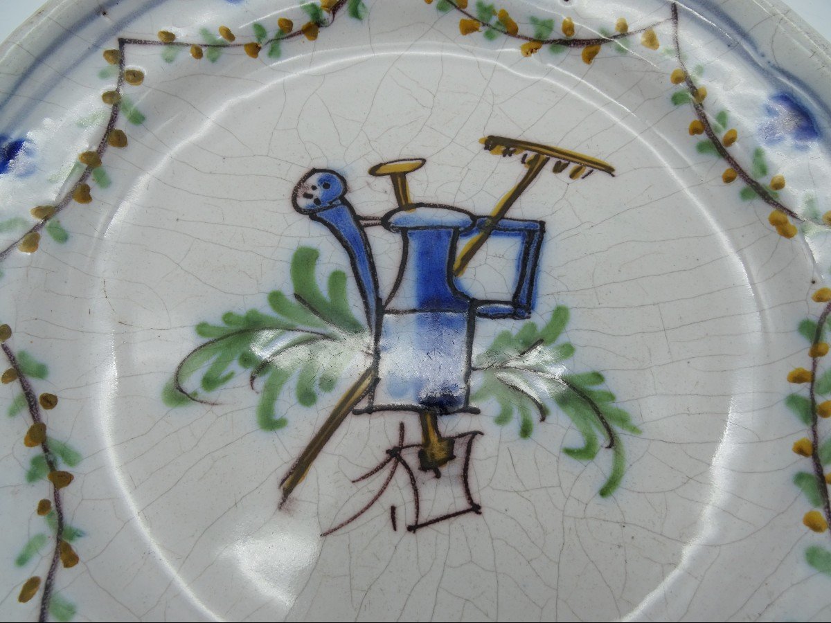 Earthenware Plate From Nevers Or Charolles 18th-photo-2