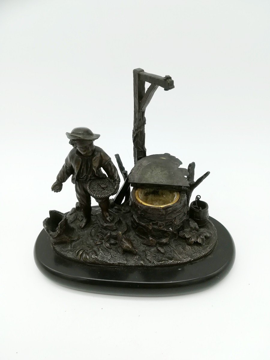 Inkwell In Bronze Late 19th-photo-4