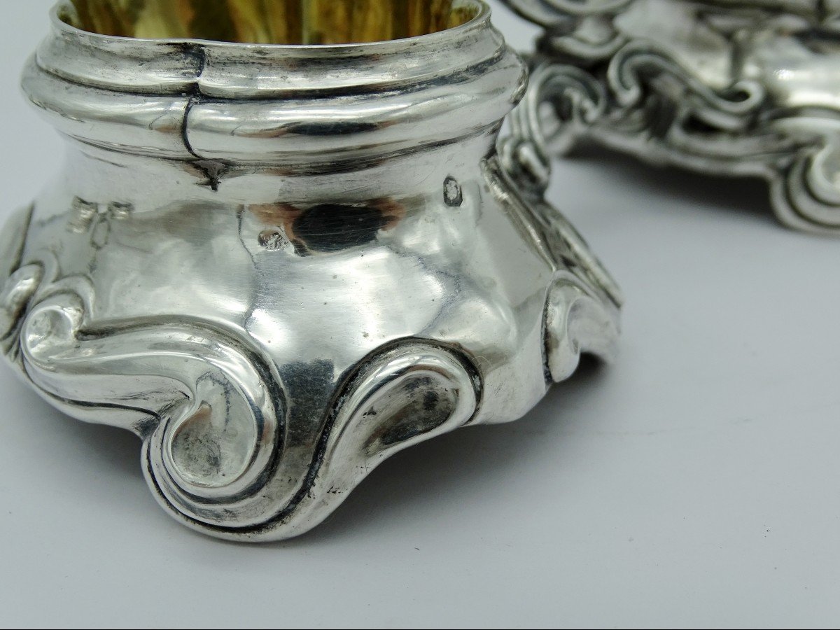 Pair Of Napoleon III Silver Salt Cellars-photo-3