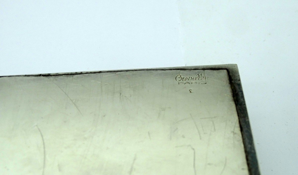 Large Silver Plated Box Signed Crevillen Paris 1970-photo-4