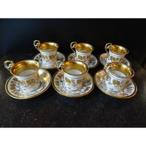 6 Porcelain Coffee Cups 19th