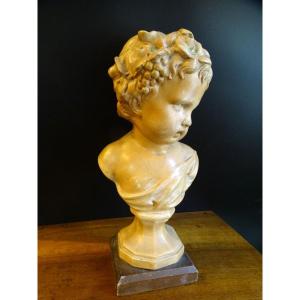 Buste d'Un Petit Bacchus Enfant En plâtre peint1ère Moitié Du 20ème