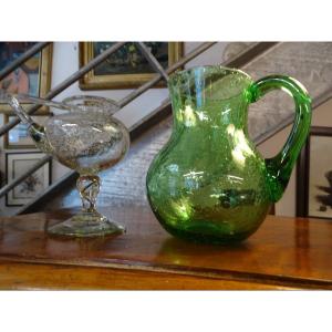 Biot Oil Lamp And Pitcher 20th