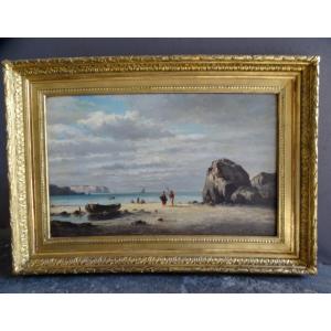 Henry Mosny Oil On Canvas Animated Seaside 19th