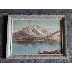 Aquarelle Lac Blanc Massif De Chamonix 1946