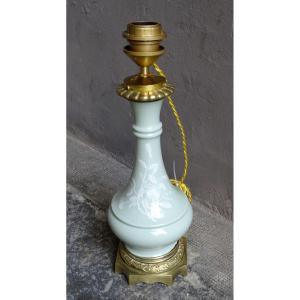 Lampe Céladon En Porcelaine Fin 19ème