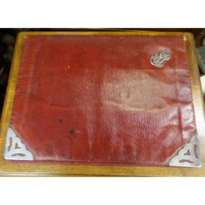 Red Leather Desk Pad, Document Holde 1900