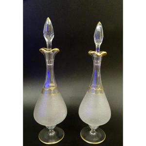 Pair Of Crystal Cruets Napoleon III