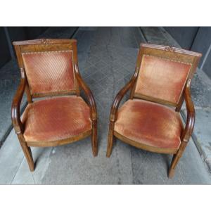 Pair Of Empire Mahogany Armchairs