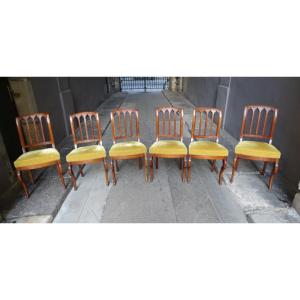 Set Of 6 Cathedral Mahogany Chairs 1830