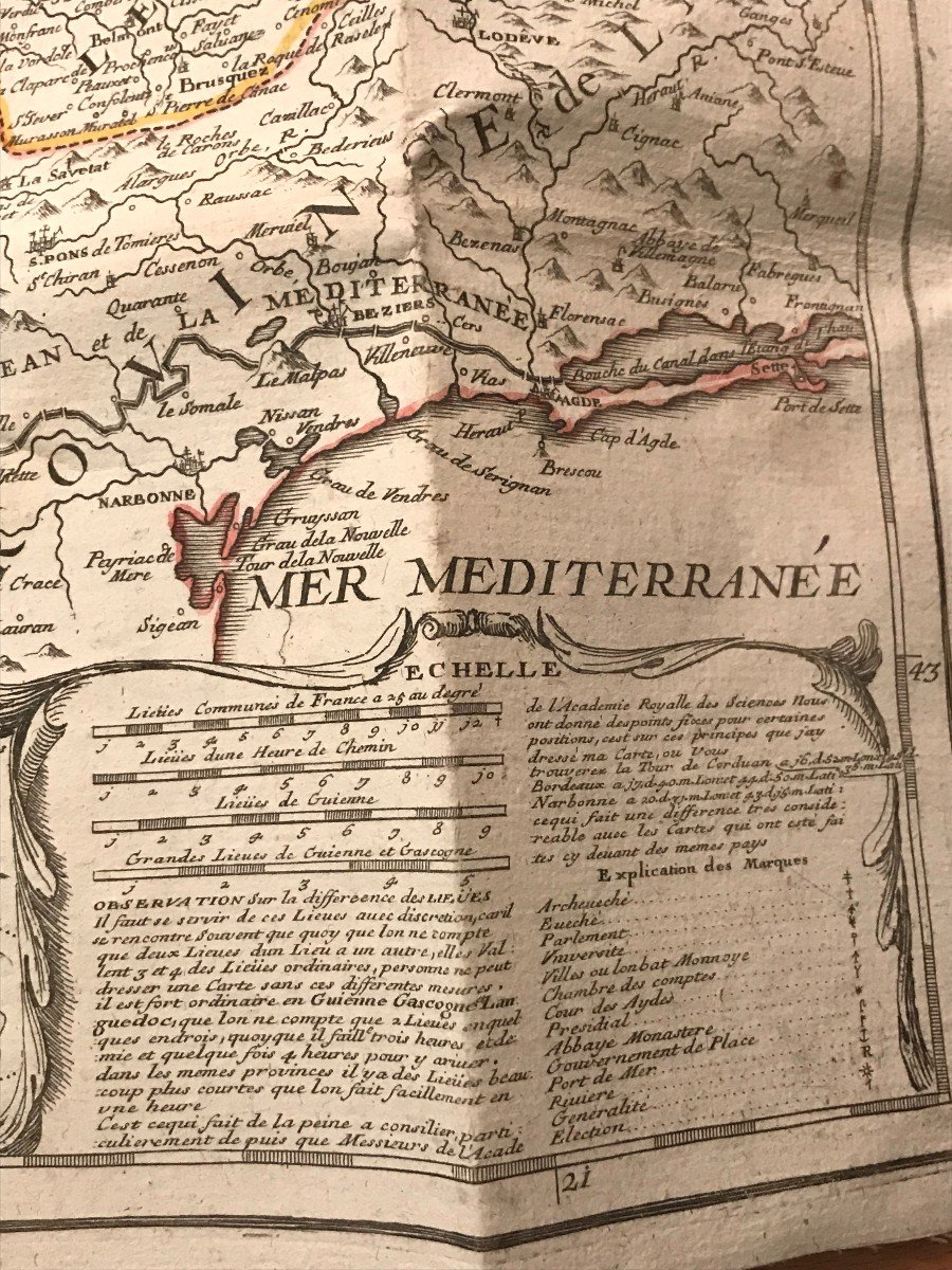 Carte géographique entoilée, de 1700-Royaume de France-photo-2