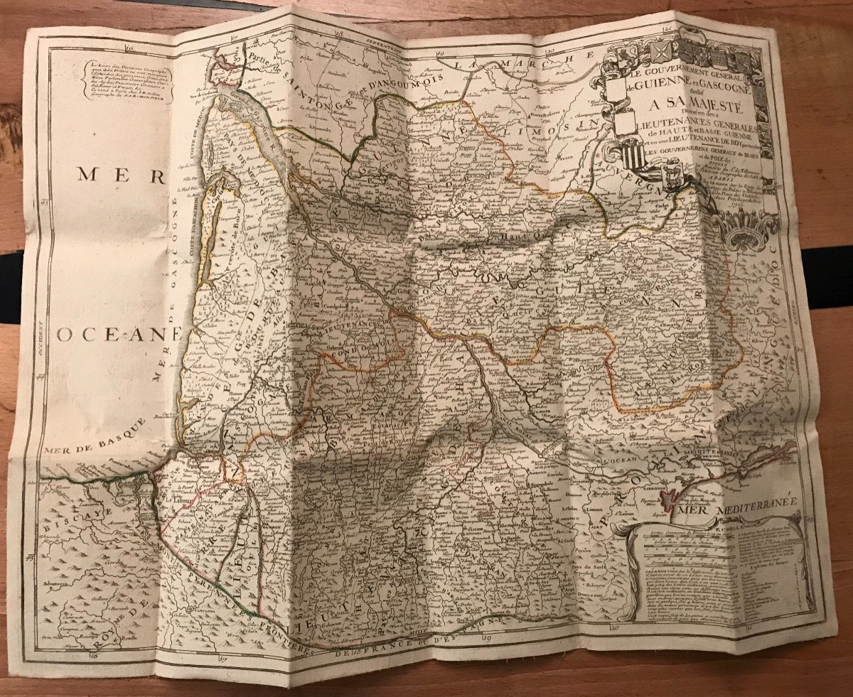 Carte géographique entoilée, de 1700-Royaume de France-photo-3
