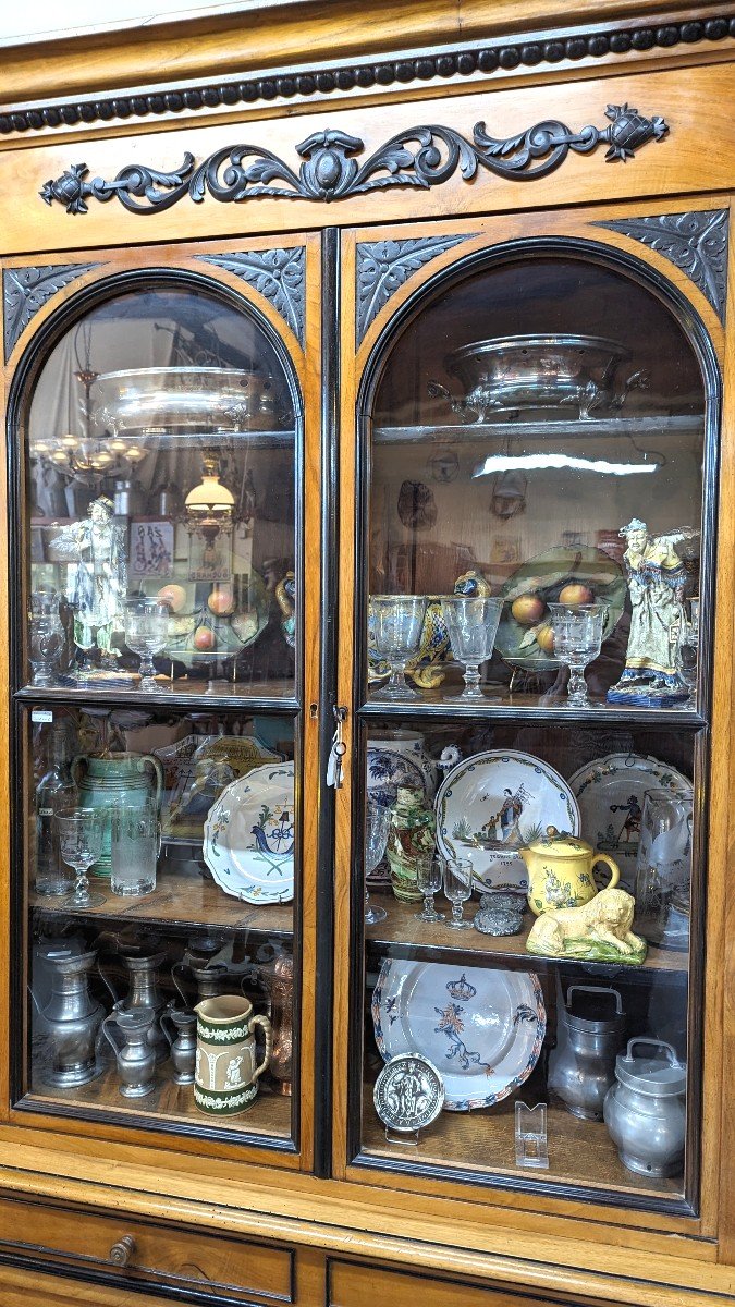 Library-deux-corps-buffet-vitrine-19th-photo-4