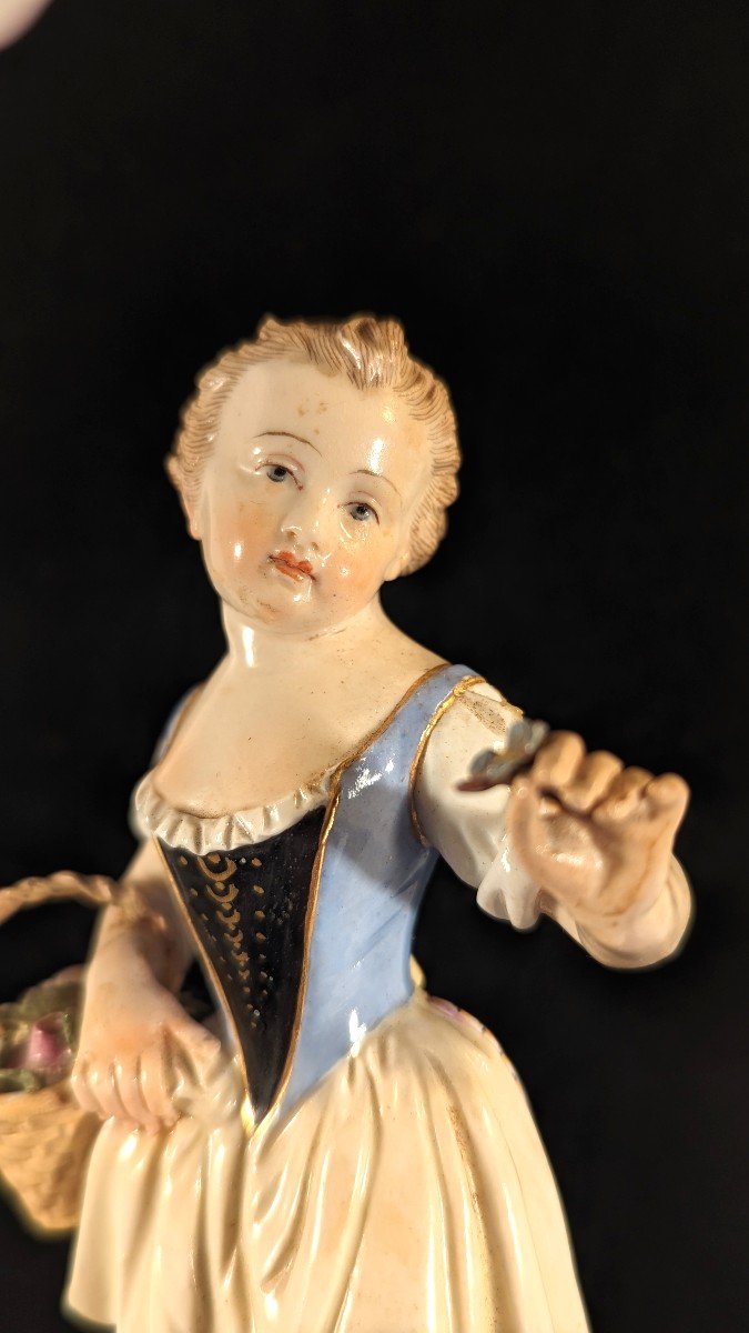 Meissen Porcelain Statuette, 19th - The Flower Seller-photo-2