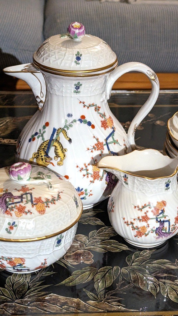 Service à café en porcelaine de Meissen-Décor au dragon jaune